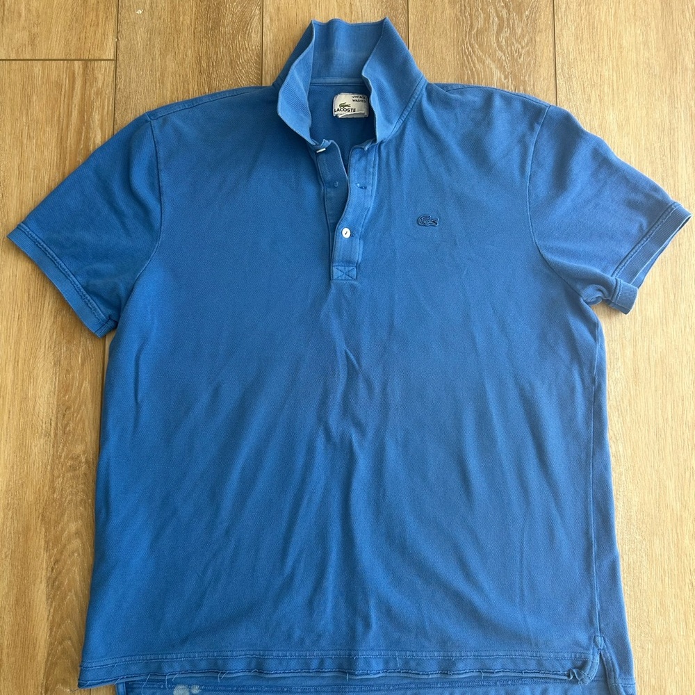 Lacoste “Vintage Wash” Classic Blue Polo Shirt